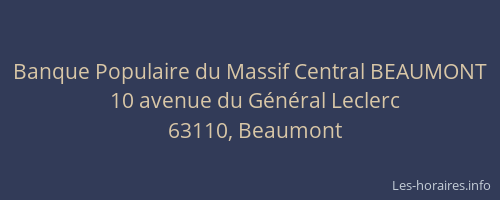 Banque Populaire du Massif Central BEAUMONT