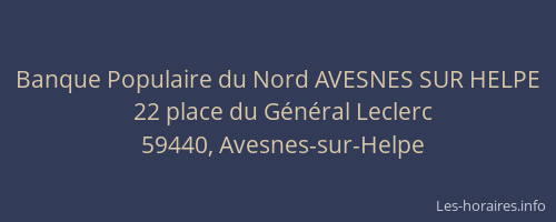Banque Populaire du Nord AVESNES SUR HELPE