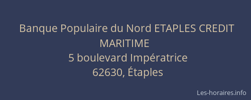 Banque Populaire du Nord ETAPLES CREDIT MARITIME