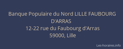 Banque Populaire du Nord LILLE FAUBOURG D'ARRAS