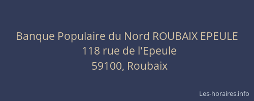 Banque Populaire du Nord ROUBAIX EPEULE