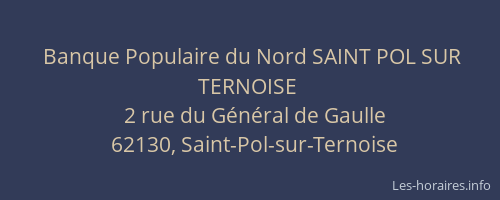 Banque Populaire du Nord SAINT POL SUR TERNOISE