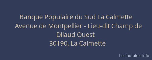 Banque Populaire du Sud La Calmette