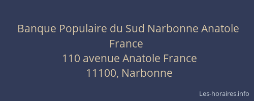 Banque Populaire du Sud Narbonne Anatole France