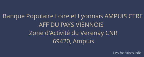 Banque Populaire Loire et Lyonnais AMPUIS CTRE AFF DU PAYS VIENNOIS