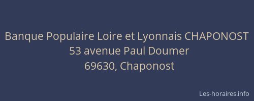 Banque Populaire Loire et Lyonnais CHAPONOST