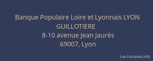 Banque Populaire Loire et Lyonnais LYON GUILLOTIERE