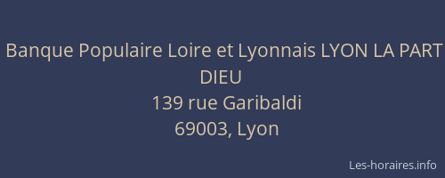 Banque Populaire Loire et Lyonnais LYON LA PART DIEU