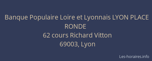 Banque Populaire Loire et Lyonnais LYON PLACE RONDE