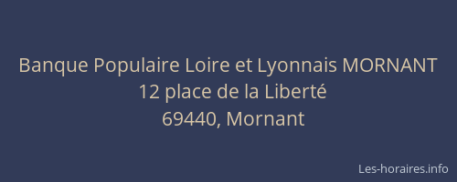 Banque Populaire Loire et Lyonnais MORNANT