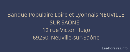Banque Populaire Loire et Lyonnais NEUVILLE SUR SAONE