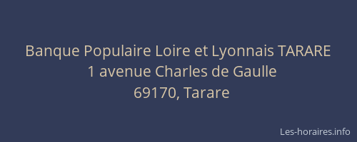 Banque Populaire Loire et Lyonnais TARARE