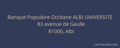 Banque Populaire Occitane ALBI UNIVERSITE