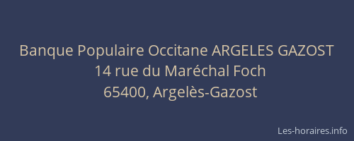 Banque Populaire Occitane ARGELES GAZOST