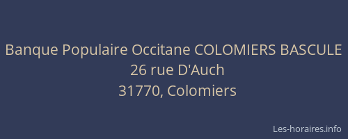 Banque Populaire Occitane COLOMIERS BASCULE