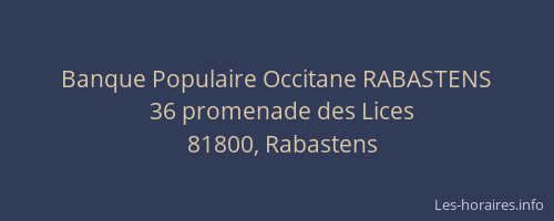 Banque Populaire Occitane RABASTENS
