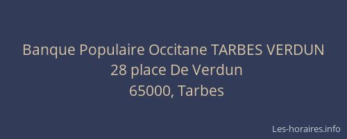 Banque Populaire Occitane TARBES VERDUN