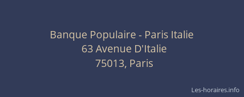 Banque Populaire - Paris Italie