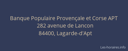Banque Populaire Proven&ccedil;ale et Corse APT