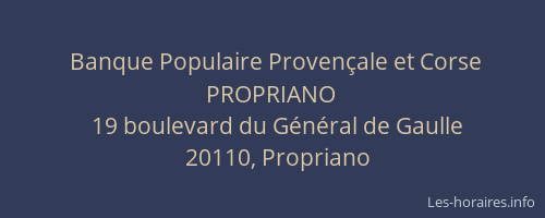 Banque Populaire Proven&ccedil;ale et Corse PROPRIANO