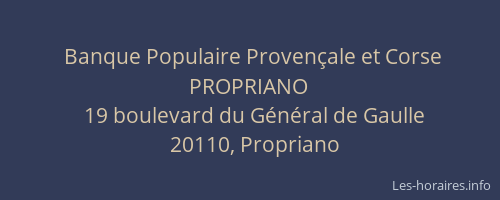 Banque Populaire Provençale et Corse PROPRIANO