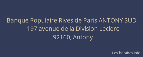 Banque Populaire Rives de Paris ANTONY SUD