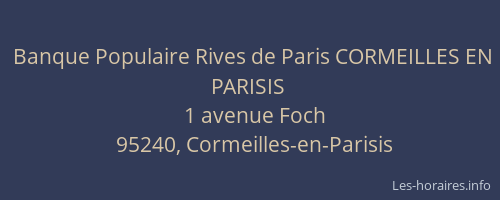 Banque Populaire Rives de Paris CORMEILLES EN PARISIS