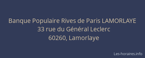 Banque Populaire Rives de Paris LAMORLAYE