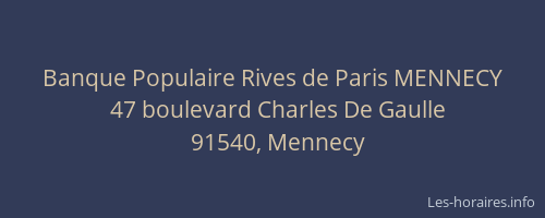 Banque Populaire Rives de Paris MENNECY