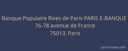 Banque Populaire Rives de Paris PARIS E-BANQUE