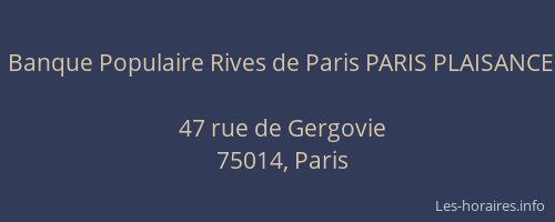 Banque Populaire Rives de Paris PARIS PLAISANCE