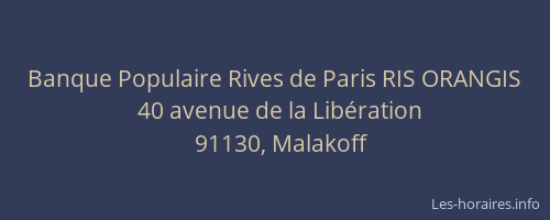 Banque Populaire Rives de Paris RIS ORANGIS