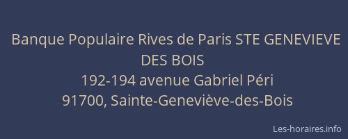 Banque Populaire Rives de Paris STE GENEVIEVE DES BOIS