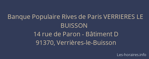 Banque Populaire Rives de Paris VERRIERES LE BUISSON