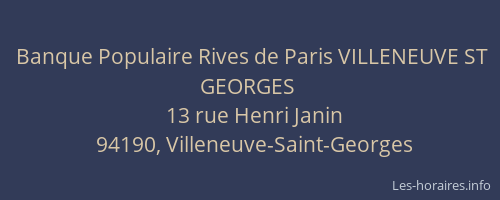 Banque Populaire Rives de Paris VILLENEUVE ST GEORGES