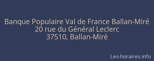 Banque Populaire Val de France Ballan-Miré