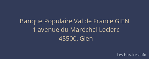 Banque Populaire Val de France GIEN