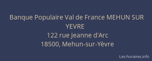 Banque Populaire Val de France MEHUN SUR YEVRE