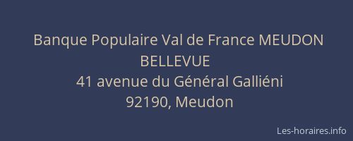 Banque Populaire Val de France MEUDON BELLEVUE