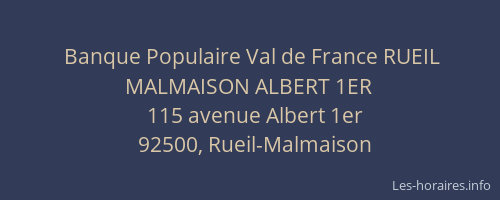 Banque Populaire Val de France RUEIL MALMAISON ALBERT 1ER