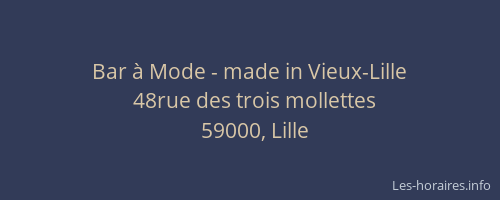 Bar à Mode - made in Vieux-Lille