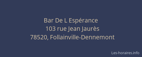 Bar De L Esp&eacute;rance