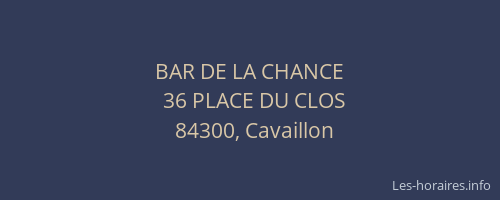 BAR DE LA CHANCE