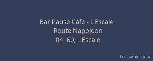 Bar Pause Cafe - L'Escale