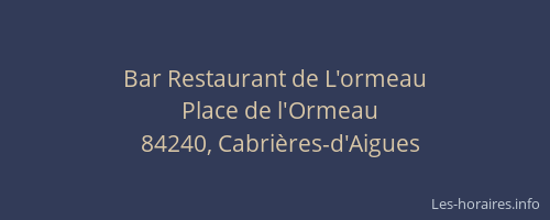 Bar Restaurant de L'ormeau