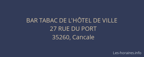 BAR TABAC DE L'HÔTEL DE VILLE