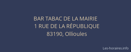 BAR TABAC DE LA MAIRIE