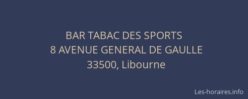BAR TABAC DES SPORTS