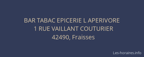 BAR TABAC EPICERIE L APERIVORE