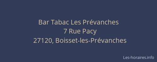 Bar Tabac Les Prévanches